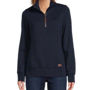 L.L. Bean Women’s Quilted 1/4 Zip Pullover Navy Blue Large